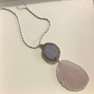 Elegant Gray and Cream Pendant Necklace